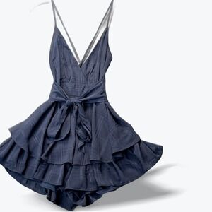 Polly Romper Tiered Bouncy Ruffles Surplice Neck Strappy Cross Back Size 10